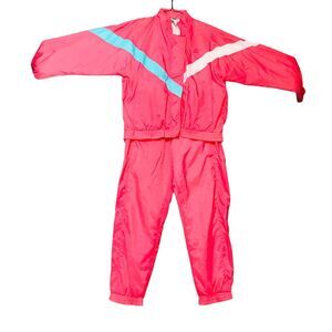 VTG Y2K Puma Womens Activewear Jogger Pants Jacket Set Pink Sz L READ Track Suit